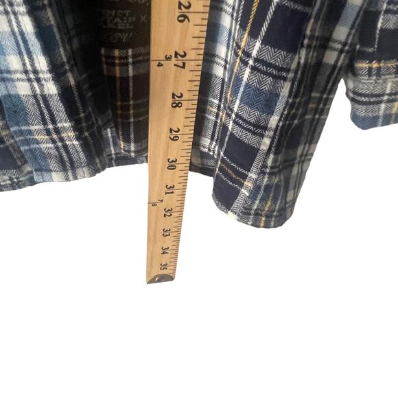 Line Men's Size Large Blue Plaid Long Sleeve Heavy Flannel Button Up Shirt - Picture 9 of 9